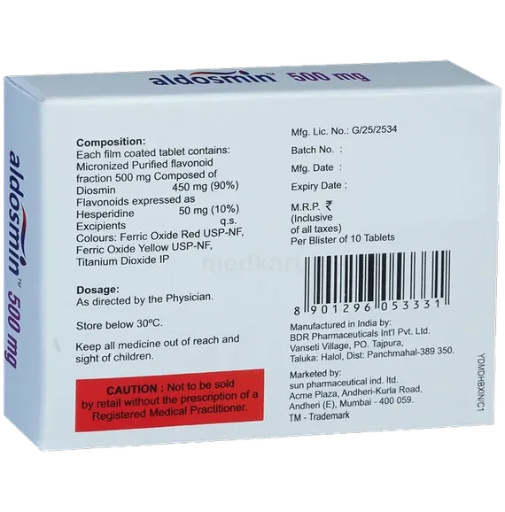 aldosmin 500mg tablet 10's